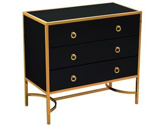 Komoda z czarnego szkła złote okucia 81x40x76 cm LW6073
