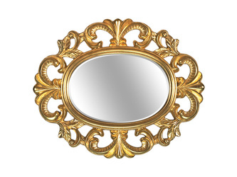 Złote owalne lustro 66x80 cm PU249 