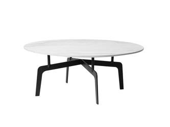 Okrągły stolik kawowy szary marmurowy błyszczący blat 90x36 cm T014