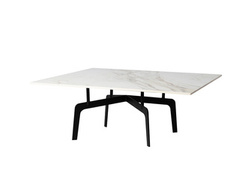 Designerski stolik kawowy biały marmurowy błyszczący blat 90x90x36 cm T082