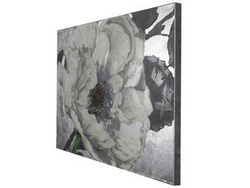 Srebrny obraz duży kwiat 90x120 cm KWH8121