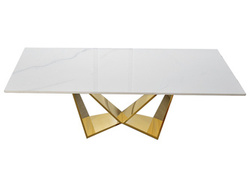 Złoty stolik marmurowy błyszczący blat  130x70x43 cm CT2061C