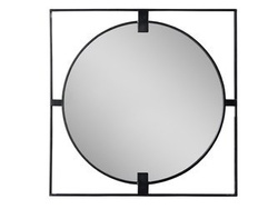 Lustro w stalowej czarnej ramie loft 90x90 cm cm TOYJ19-383