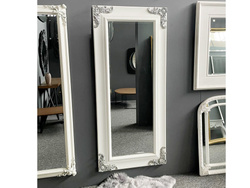 Białe lustro w drewnianej ozdobnej oprawie 80x180 cm 2967