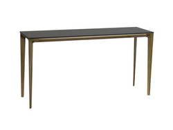 OUTLET Nowoczesna konsola blat matowy marmur podstawa miedź rustykalna 140x40x75 cm HT209o