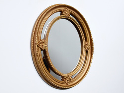 Owalne lustro w złotej oprawie 62x72 cm PU027