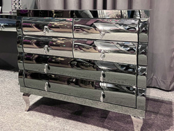 Lustrzana grafitowa komoda w stylu glamour 16JS0062 100x42x86 cm