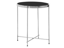 Okrągły stolik pomocnik czarne szkło Ø50x60 cm J068