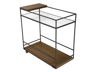 Mobilny barek drewno szkło 80x40x80 cm N6411