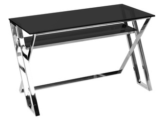 Srebrne eleganckie szklane biurko 119x58x74 cm GG1008