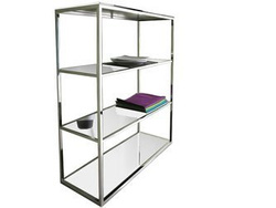 Stalowy regał szklane białe półki  99x39x120 cm GG1011