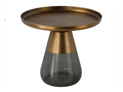 Złoto-miedziany stolik kawowy szklana noga Ø50x52 cm A15