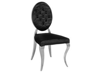Pikowane welurowe czarne krzesło 50x58x96 cm FT83H 