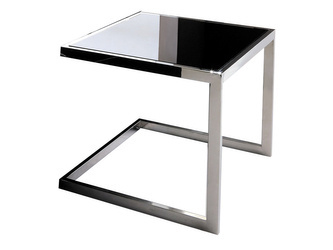 Stolik pomocnik z czarnego szkła 45x45x43 cm JJ1008