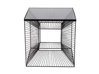 Nowoczesny metalowy stolik 3D z grafitową szybą 45x45x45 cm TOYJ19-211