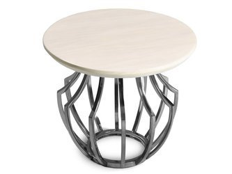 Okrągły stolik z jasnym marmurowym blatem Ø55x46 cm CJ956