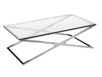 Szklana ława ze stalową podstawą 130x70x40 cm CJ1025 