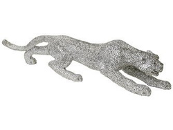 Srebrna "diamentowa" figura lamparta 98 x 17 x 22 cm 1013-4