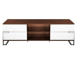 Elegancka biała szafka rtv wysoki połysk 180x40x55 cm E836