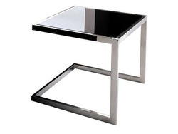 Stolik pomocnik z czarnego szkła 45x45x43 cm JJ1008