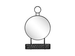 Czarne lustro z zawieszką i metalowym koszyczkiem 41,5x10,5x69,5 cm TOYJ19-373