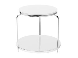 Stolik dwupoziomowy szklane białe blaty 52/62x58 cm JJ1005B