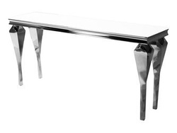Elegancka konsola z białym szklanym blatem 160x40x75 cm F951