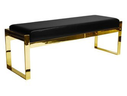 Stylowa ława z czarnym siedziskiem 130x41x48 cm Y1027