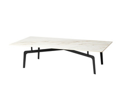 Designerski stolik kawowy biały marmurowy błyszczący blat 140x70x36 cm T015