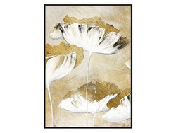 Złoty obraz z białym kwiatem 82x122 cm TOIF23256