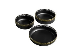Komplet trzech czarno złotych pater Ø37 cm TOYJ19-483