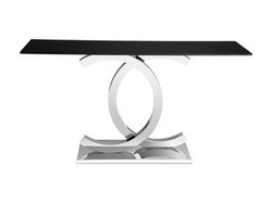 Stylowa konsola czarny szklany blat z piękną podstawą 150x50x80 cm CT2020B/286