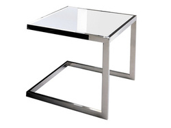 Stolik pomocnik z białego szkła 45x45x43 cm JJ1008