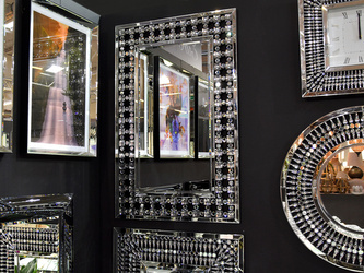 Lustro ażurowa rama z kryształkami 76x116 cm JS109o