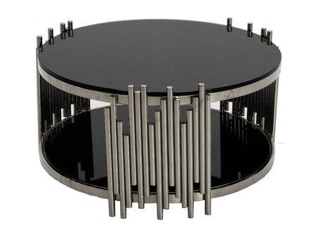 Designerski stolik kawowy z czarnym blatem Ø85x44 cm C416