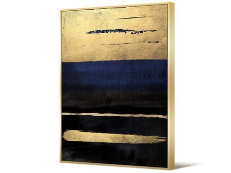 Obraz niebiesko złoto czarna abstrakcja 102,6x142,6 cm TOIR22617